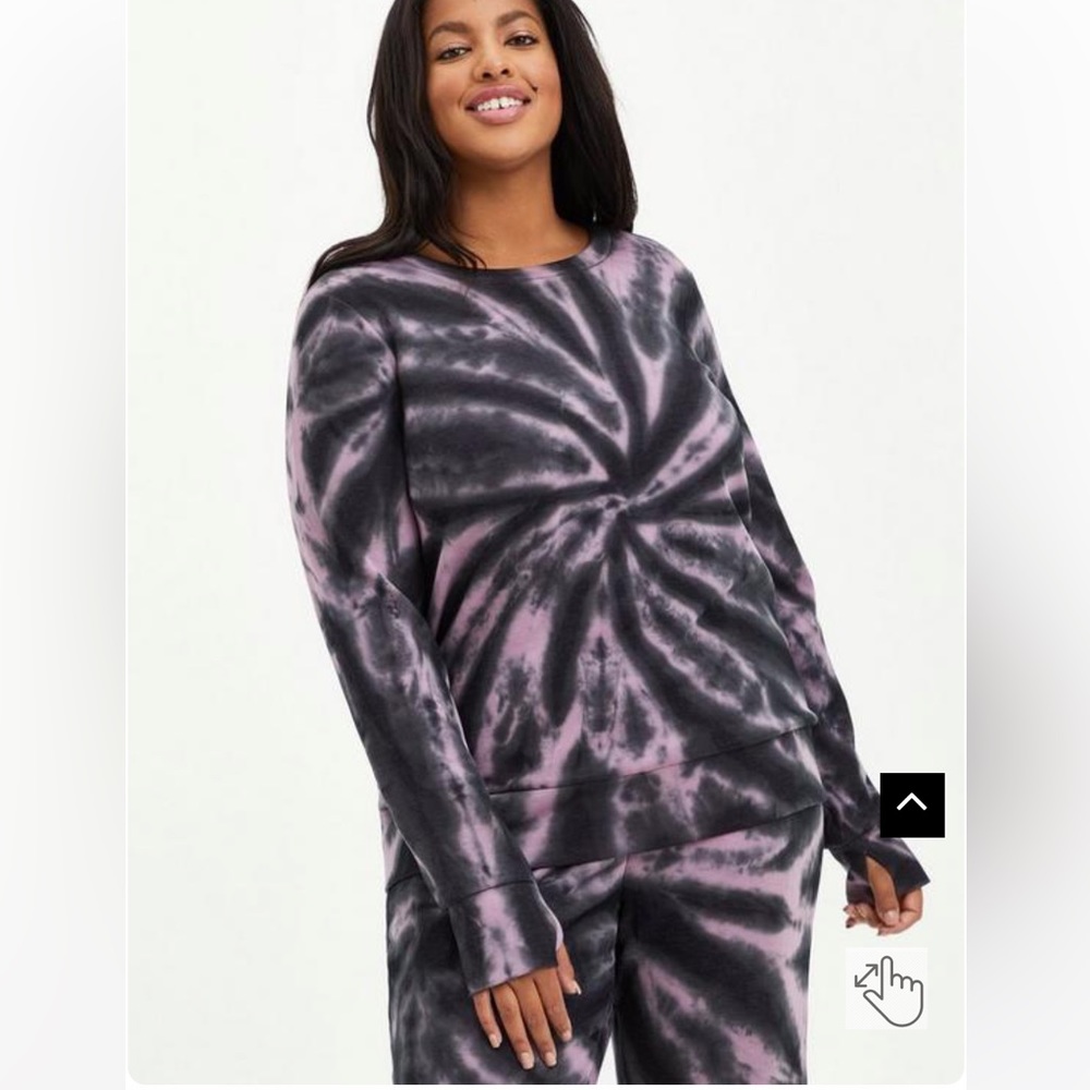 Torrid 3 cupro long sleeve active sweatshirt. Purple/gray swirl tie dye
